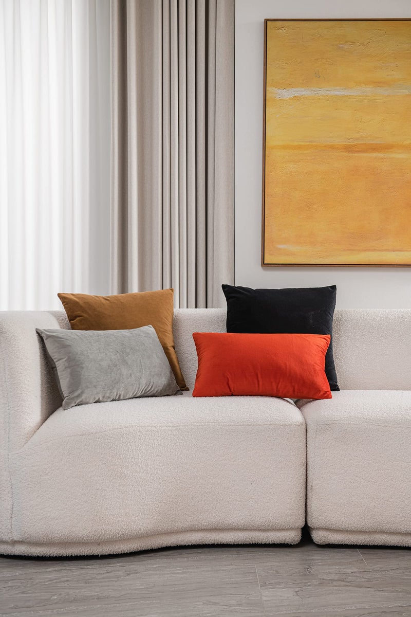 DEZENE Decorative Pillow Cases 12x20 Light-Grey: 2 Pack Cozy Soft Velvet Rectangular Throw Pillow Covers for Farmhouse Home Decor - Image 5